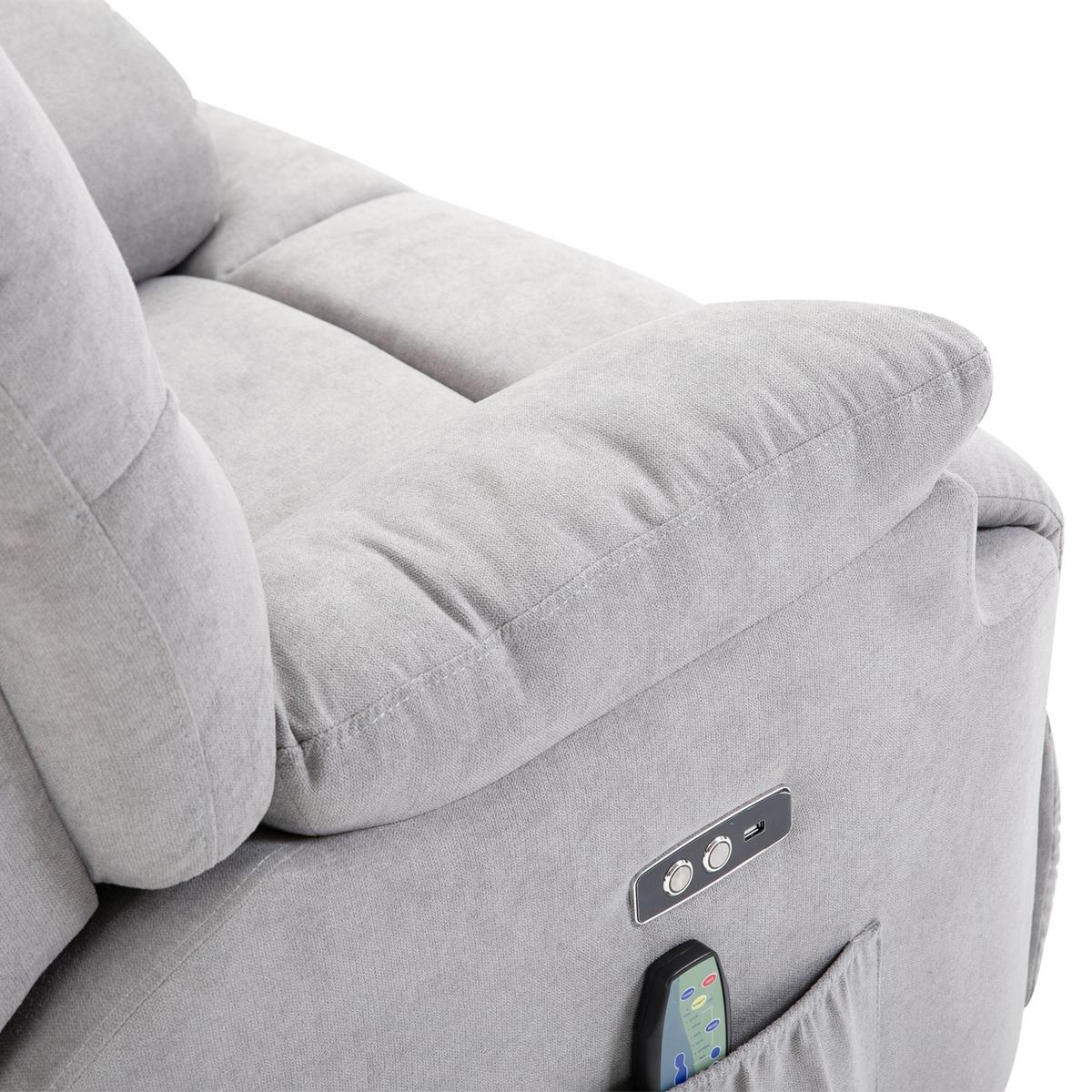 MASSAGESESSEL mit Aufstehhilfe Relaxsessel Fernsehsessel mit Wärmefunktion Grau - Grau, Kunststoff (95/105/83cm) - HOMCOM