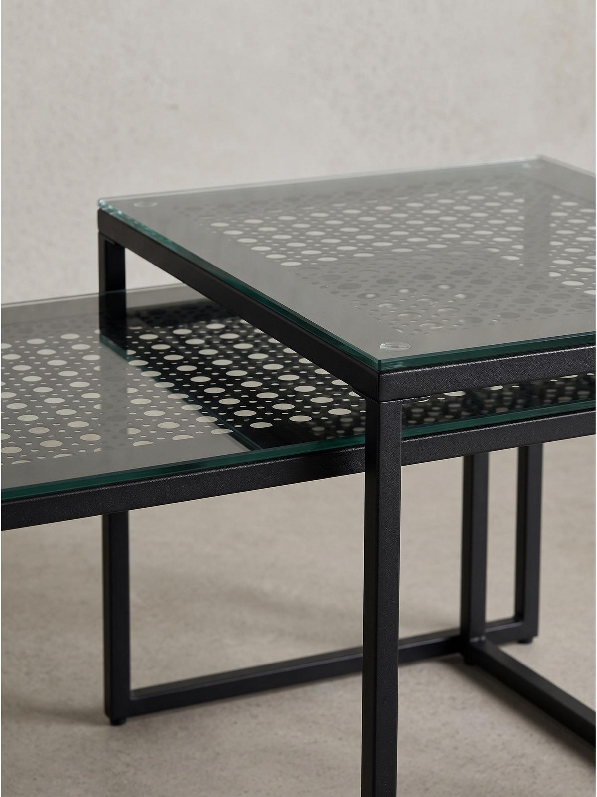 SOFATISCHE 2er-Set ALCUDIA, Einscheibensicherheitsglas, Schwarz, 100 x 40 x 35 cm - Schwarz, Glas/Metall (40/100/35cm) - KADIMA DESIGN