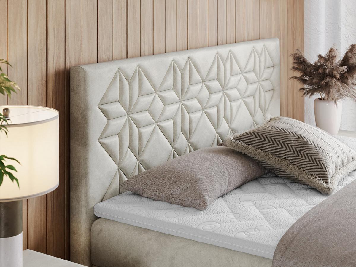 BOXBETT LEILA 140/200 Beige Velvet - H3 - Beige, Holz/Textil (140/200cm) - MKS