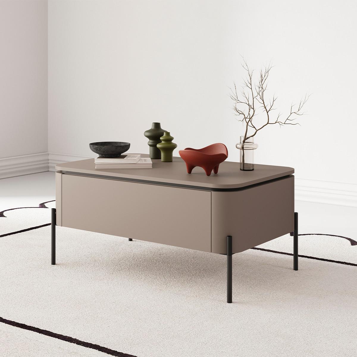 COUCHTISCH Taupe - Taupe, Holzwerkstoff (60/98/46.8cm) - Petits-meubles