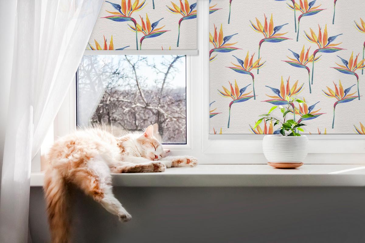 INNENROLLO - Fensterrollo - Rollo - 120x140 cm - Bunte Blätter - Orange, Kunststoff (120/140/0.5cm) - TULUP