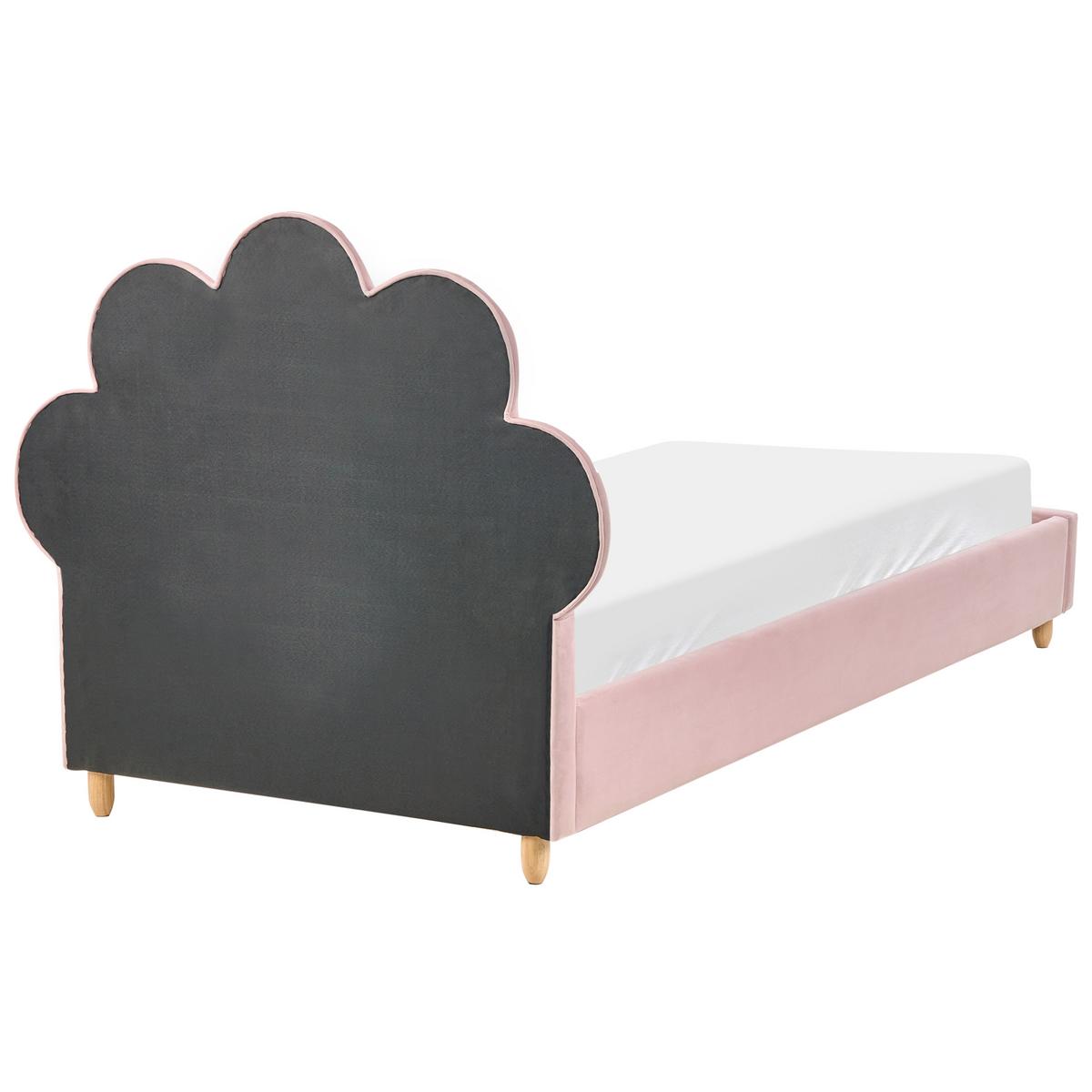 KINDERBETT Muschel Samtstoff 90/200 cm Rosa Neulise - Hellbraun, Textil (90/200cm) - Beliani