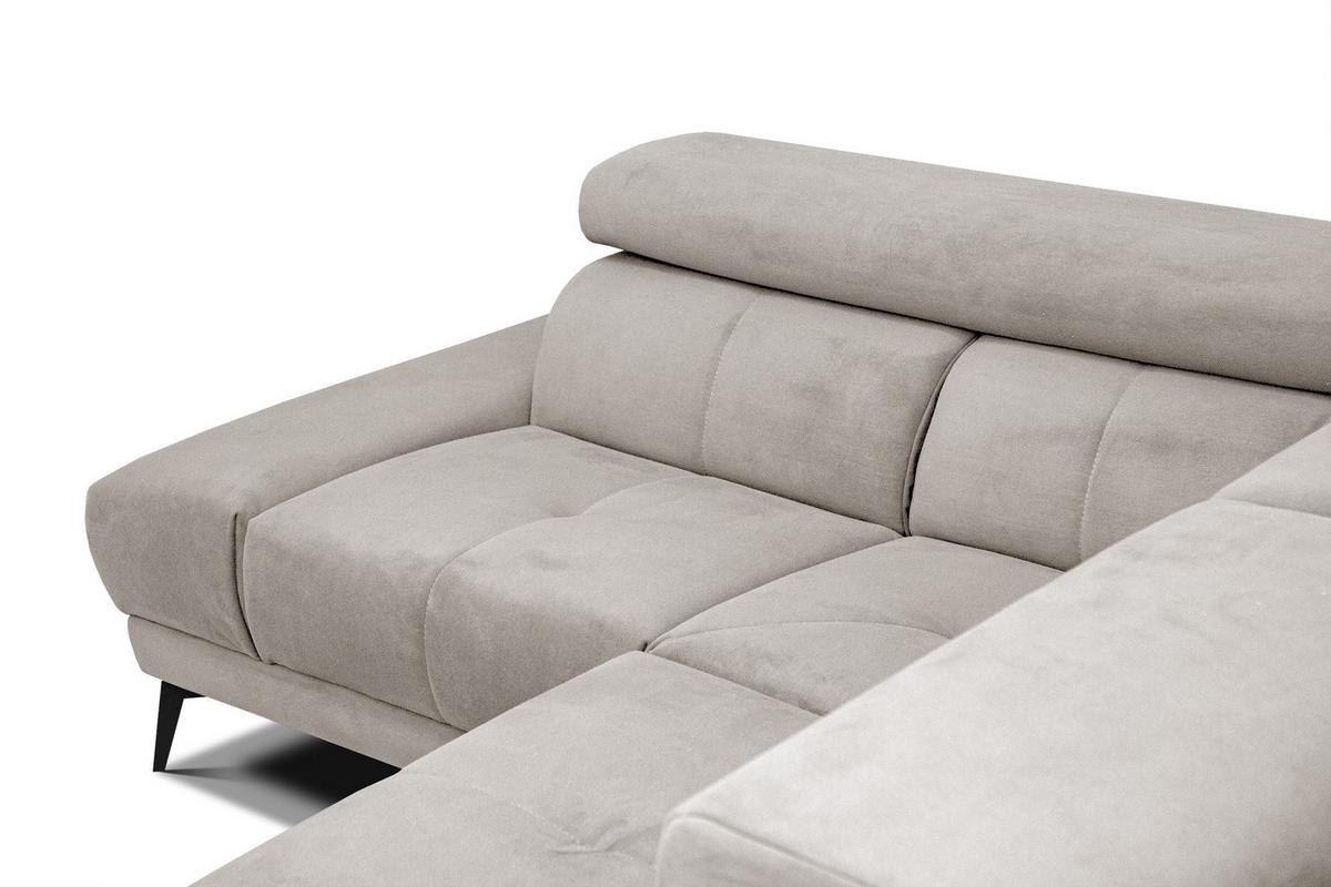ECKSOFA LARS 5-Sitzer, 1 Relax, verstellbare Kopfstützen, beige - Beige/Schwarz, Holzwerkstoff/Textil (284/201cm) - Wozimo