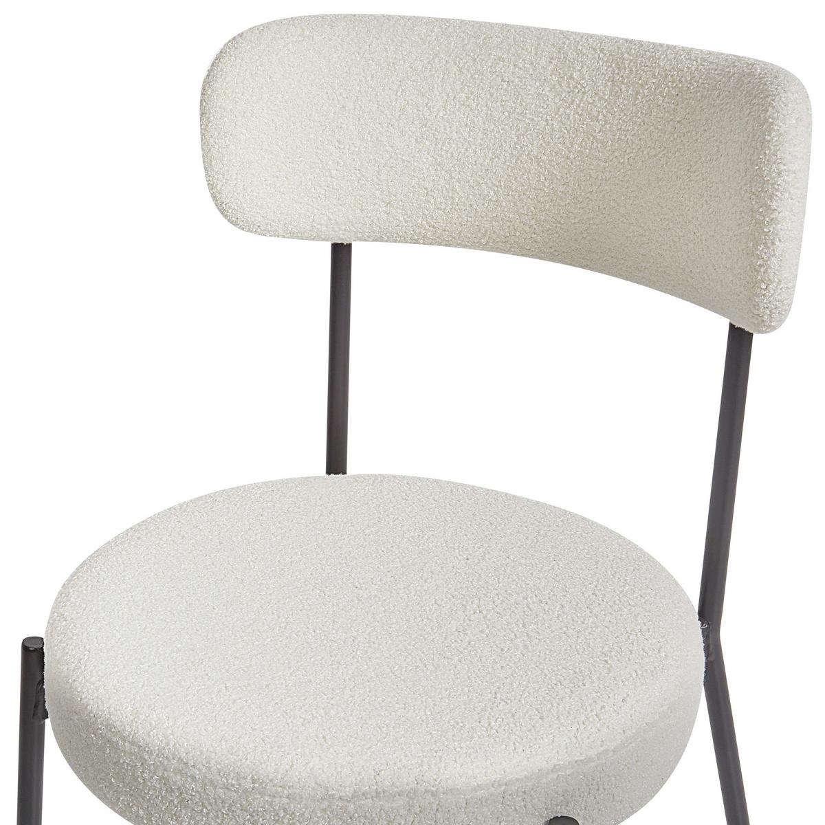 ESSZIMMERSTUHL 2er-Set Bouclé Weiß Allison - Schwarz/Weiß, Textil (47/77/52cm) - Beliani
