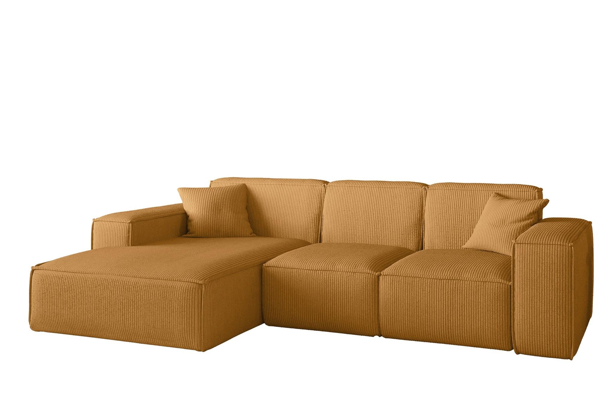ECKSOFA Celes Premium Stoff Scala - Currygelb, Holzwerkstoff/Textil (266/165cm) - Fun Möbel