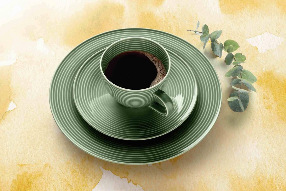 MILCHKAFFEETASSEN MIT UNTERTASSEN Beat Color Glaze Salbeigrün 350 ml 6er Set - Grün, Keramik (16.7/9.3/16.7cm) - Seltmann Weiden