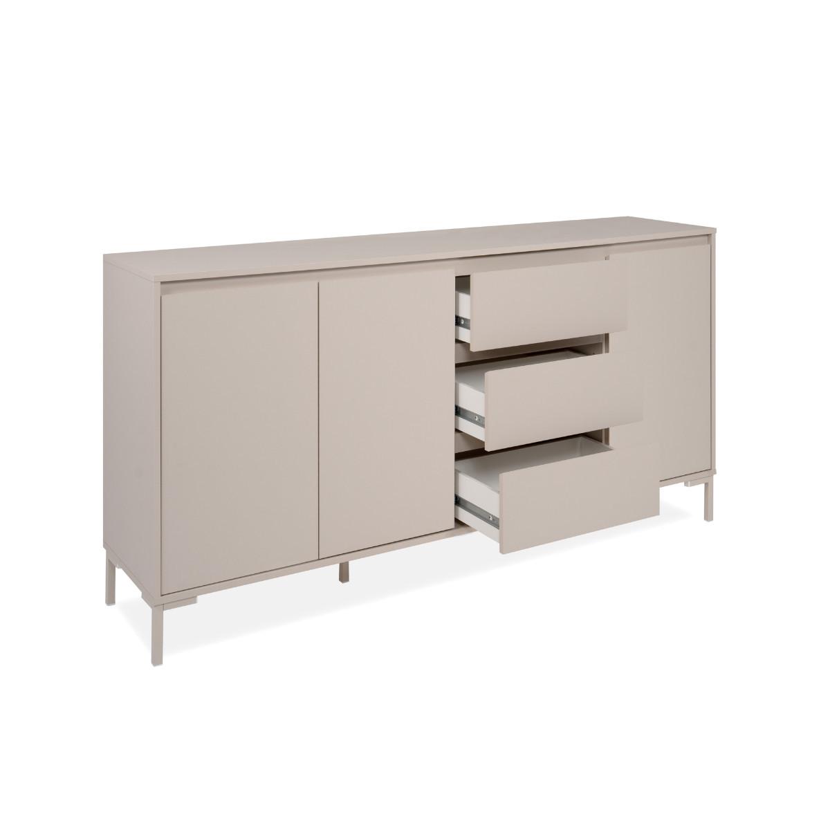 SIDEBOARD 3 Türen und 3 Schubladen, kaschmirfarben 40/87/170 cm - Beige, Holzwerkstoff (40/87/48cm) - Calicosy