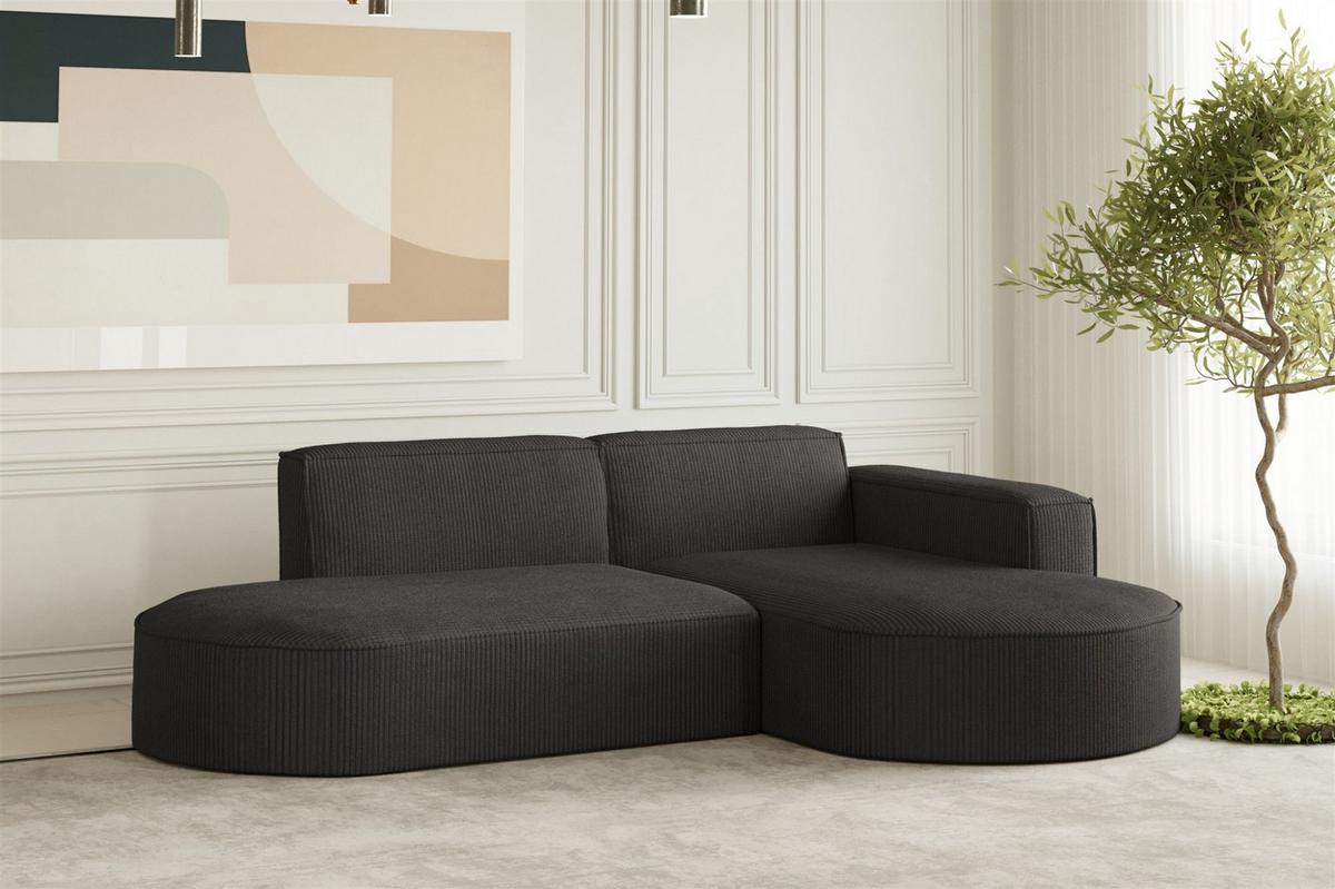 SOFASET Palma In Scala - Anthrazit, Holzwerkstoff/Textil (236/78/165cm) - Fun Möbel