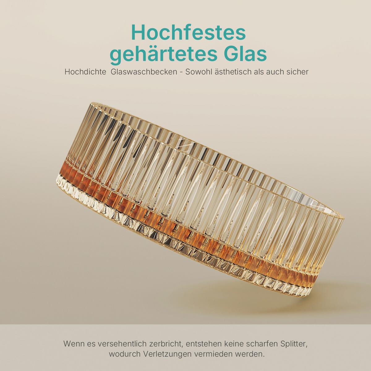 WASCHBECKEN Klarglasspüle Roségold Ø40 / 12 cm - Roségold, Glas (40/12/40cm) - EMKE