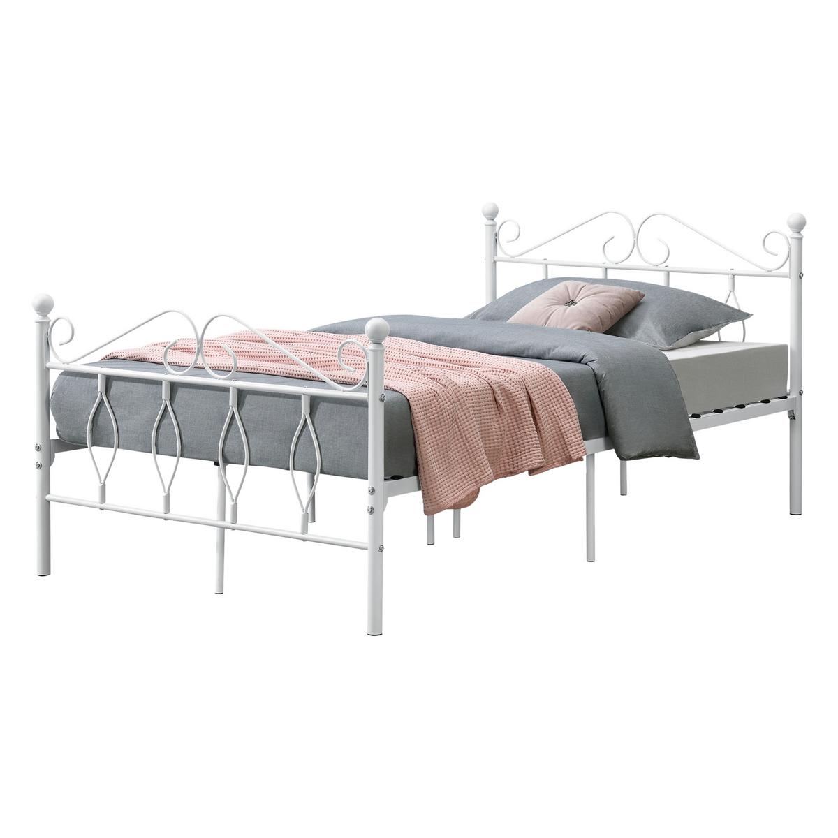 METALLBETT Apolda - Weiß, Metall (120/200cm) - [en.casa]