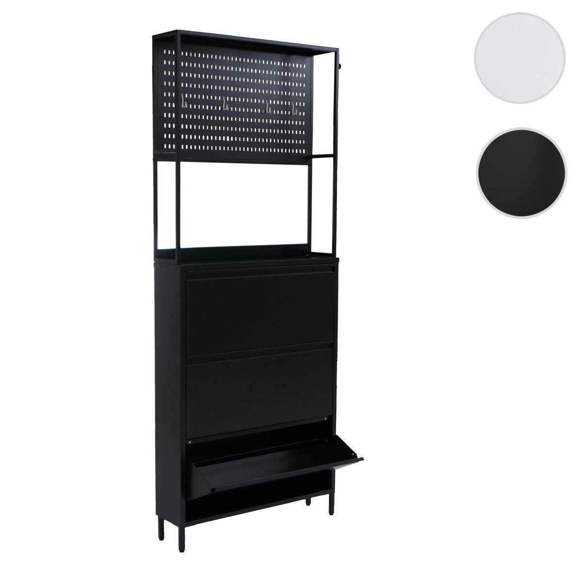 SCHUHSCHRANK Schwarz - Schwarz, Metall (80/201/20cm) - MCW