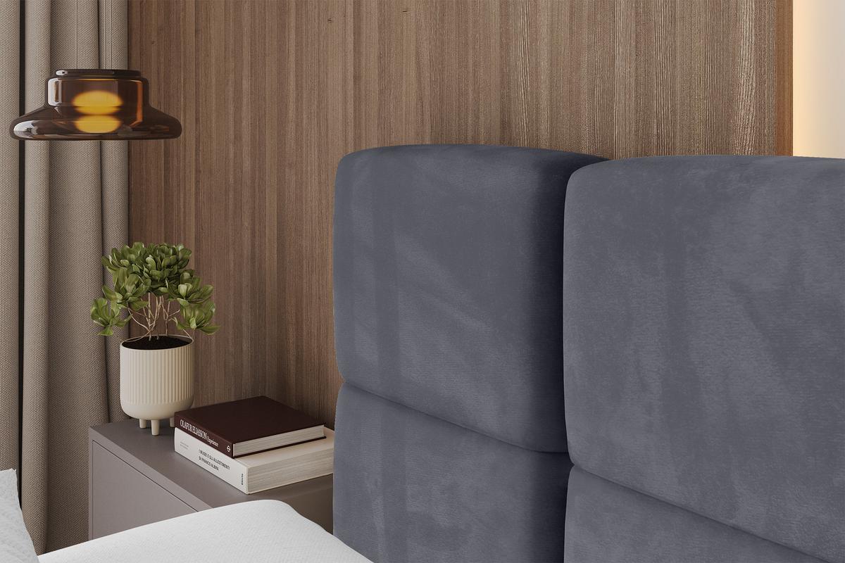 POLSTERBETT mit Bettkasten und Lattenrost, Bett mit Matratze H3/H4, Kopfteil, Boxbett, Doppelbett mit Stauraum - NATA-Z 120x200 Dunkelgrau - Dunkelgrau, Holzwerkstoff/Textil (120/200cm) - ALTDECOR