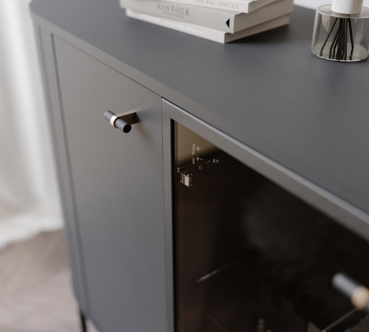 KOMMODE dreitürig, Schwarz mit LED-Beleuchtung - Schwarz, Holzwerkstoff (150/81/40cm) - Idohome