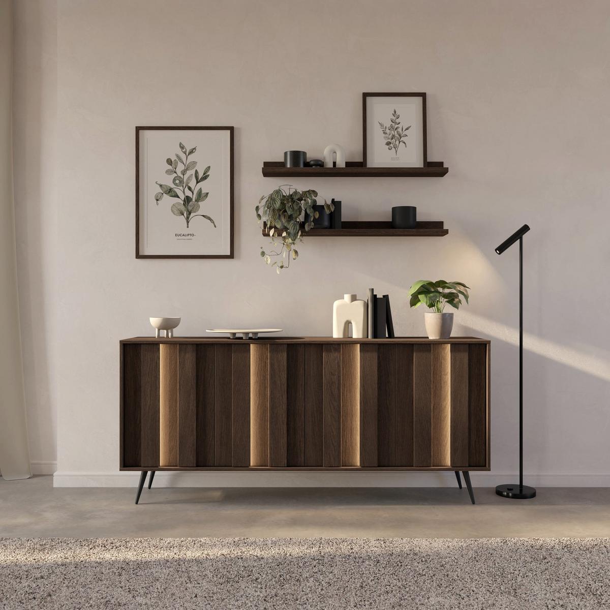 SIDEBOARD Amaro 183 cm - Eichefarben/Schwarz, Holzwerkstoff/Metall (183.3/82.6/40cm) - Selsey