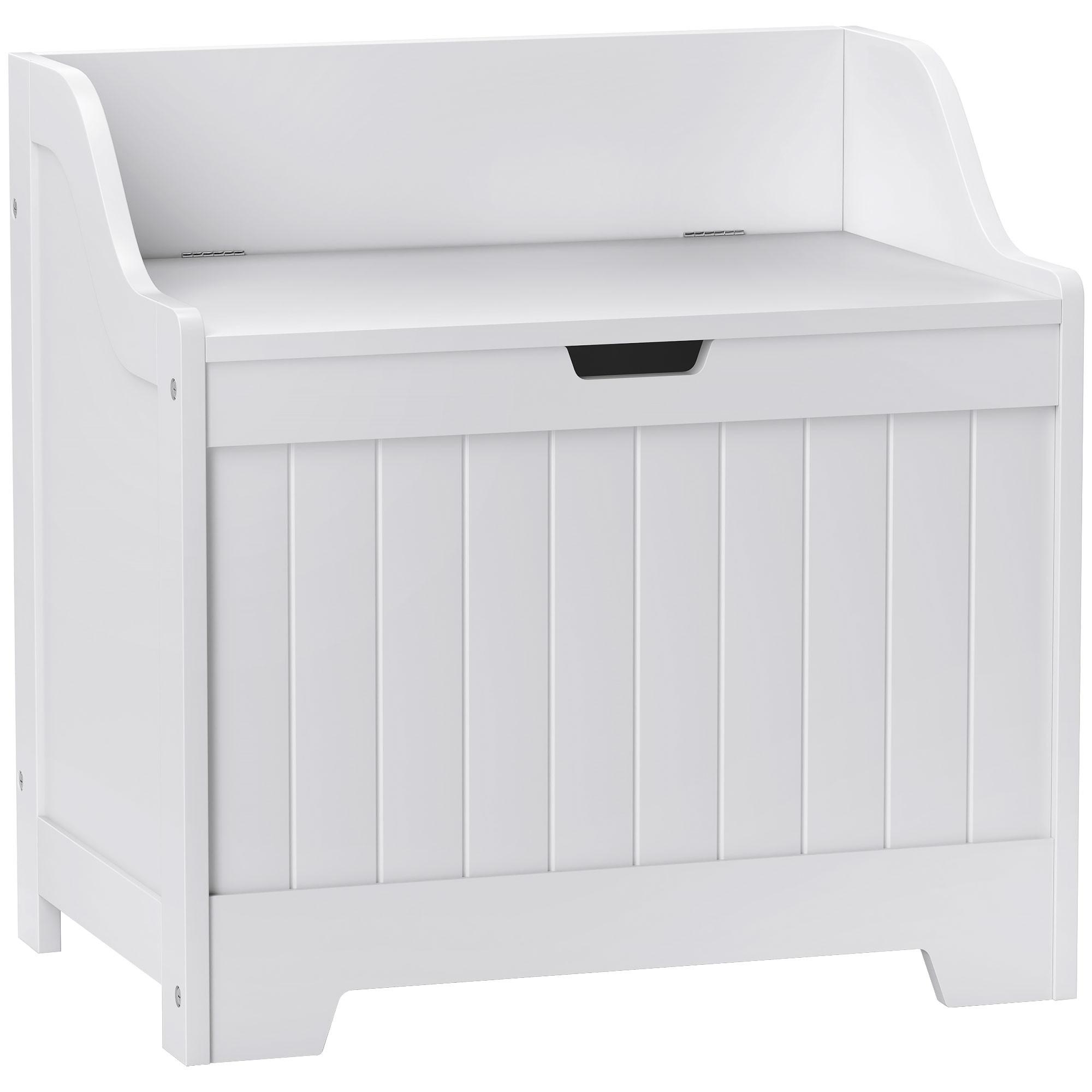 TRUHE, Aufbewahrungsbox, Auflagenbox mit Sicherheitsscharnier, Deckel, Weiß - Weiß, Holzwerkstoff (38/56/56.5cm) - HOMCOM