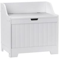 TRUHE, Aufbewahrungsbox, Auflagenbox mit Sicherheitsscharnier, Deckel, Weiß - Weiß, Holzwerkstoff (38/56/56.5cm) - HOMCOM