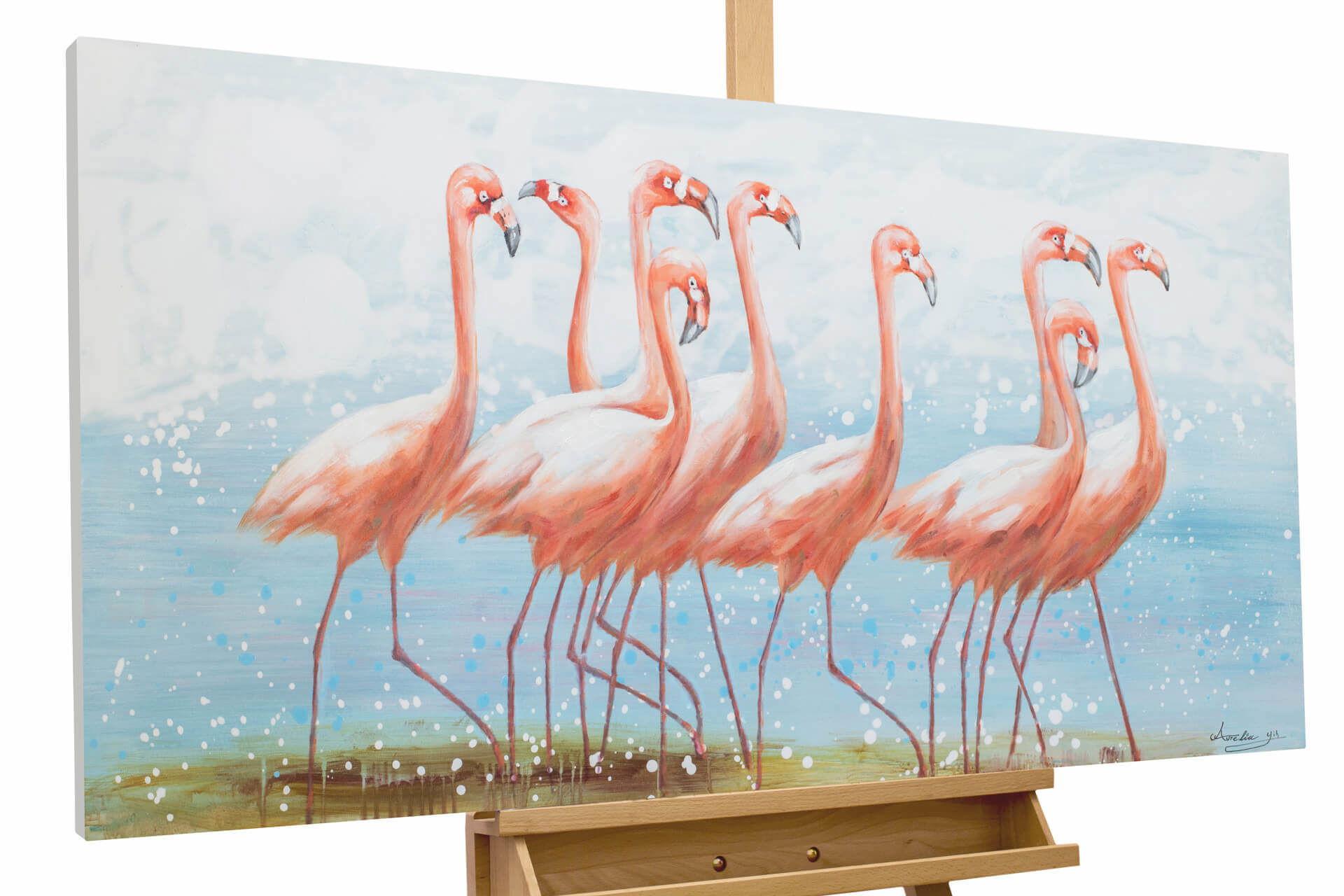 ACRYLBILD HANDGEMALT 120/60 cm - Blau/Pink, Holz/Textil (120/60cm) - KUNSTLOFT