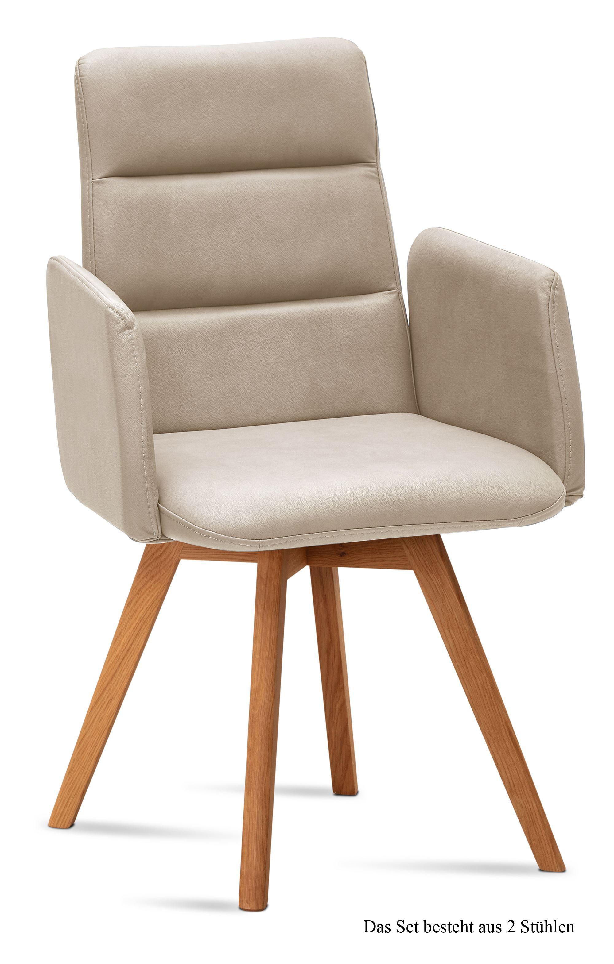 ARMLEHNSTUHL (2er-Set) Dobka 52x92x60 Eiche geölt/Natur - Eichefarben/Naturfarben, Kunststoff (60/92/52cm) - 58aufmkessel