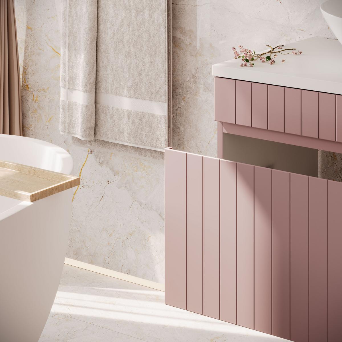 BADEZIMMER-SET FLORIS - Rosa, Holzwerkstoff (80/46/45.6cm) - Lookway