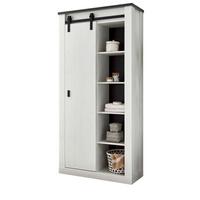 STAURAUMSCHRANK weiß Pinie, anthrazit, Landhaus, Regalschrank 93 x 201 cm Mehrzweckschrank - Anthrazit/Weiß, Holzwerkstoff/Metall (93/201/38cm) - Furn.Design