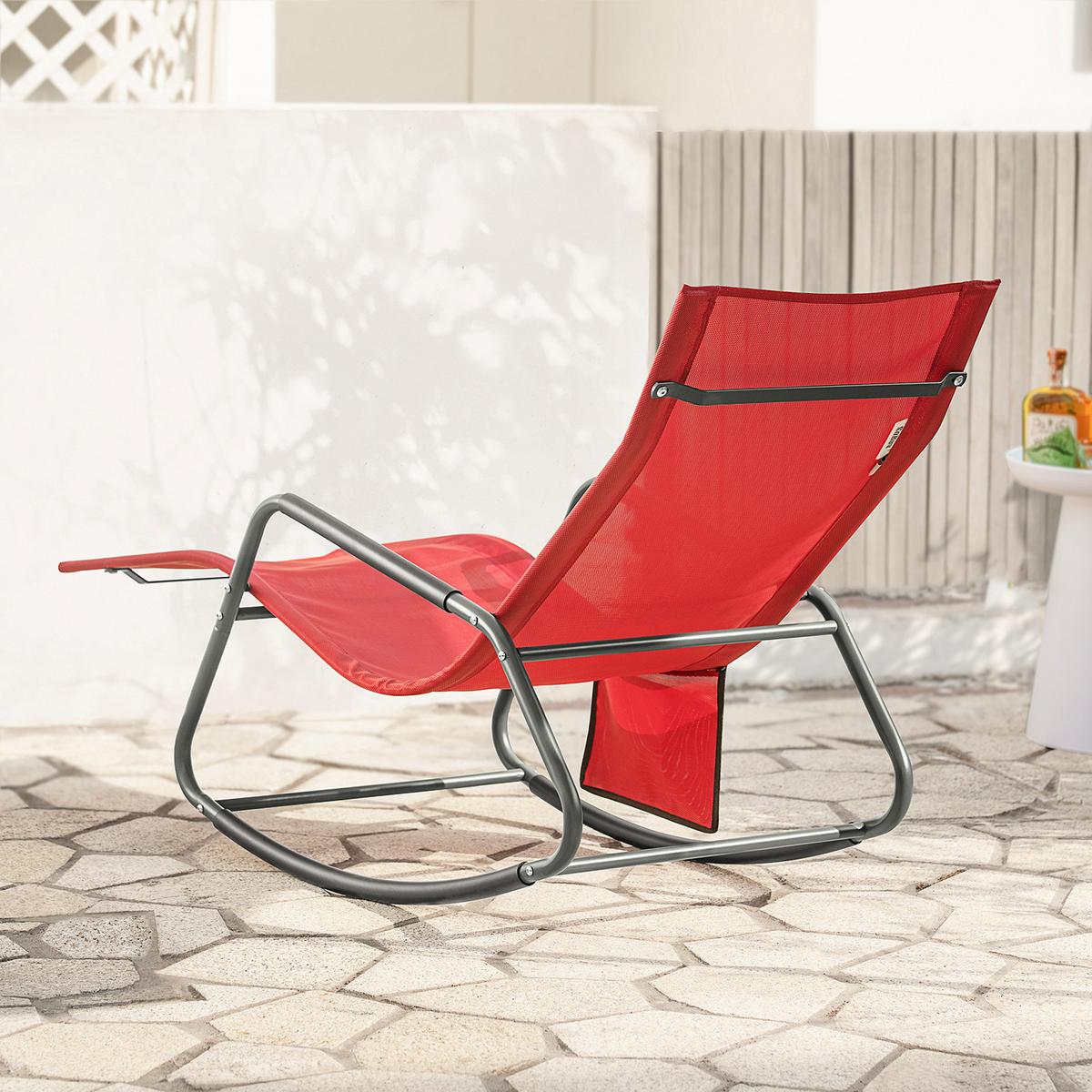 SONNENLIEGE Rot - Rot, Metall (145/85/57cm) - SoBuy