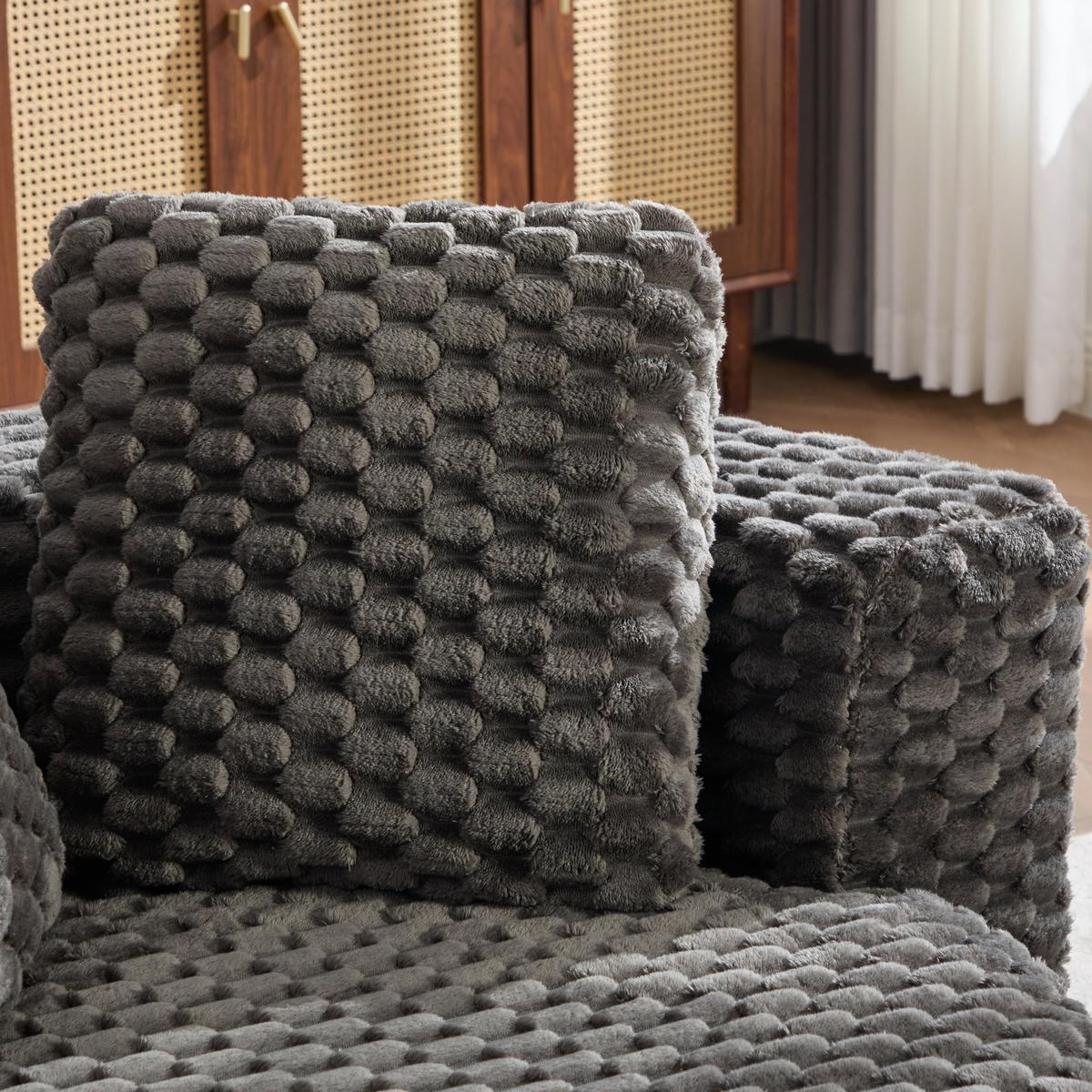 LOUNGESESSEL Mit Hocker Übergroß Rund Komprimiert Ohne Montage - Dunkelgrau, Textil (129/65/116cm) - Urban Meuble