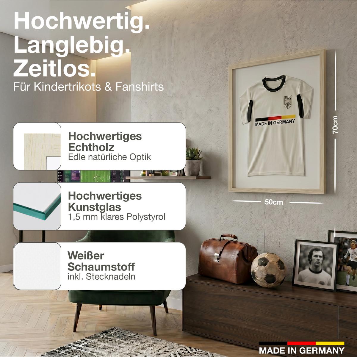 TRIKOTRAHMEN 50/70 Premium - Naturfarben, Holz (50/70cm) - K-Möbel