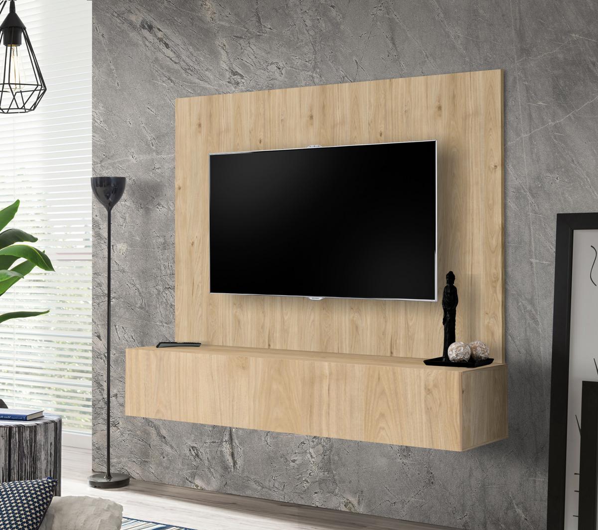 TV-LOWBOARD Eiche Jackson 160 cm, TV Unterschrank hängend mit Wandpaneel - Eichefarben, Holzwerkstoff (160/148/40cm) - Inn.Furn