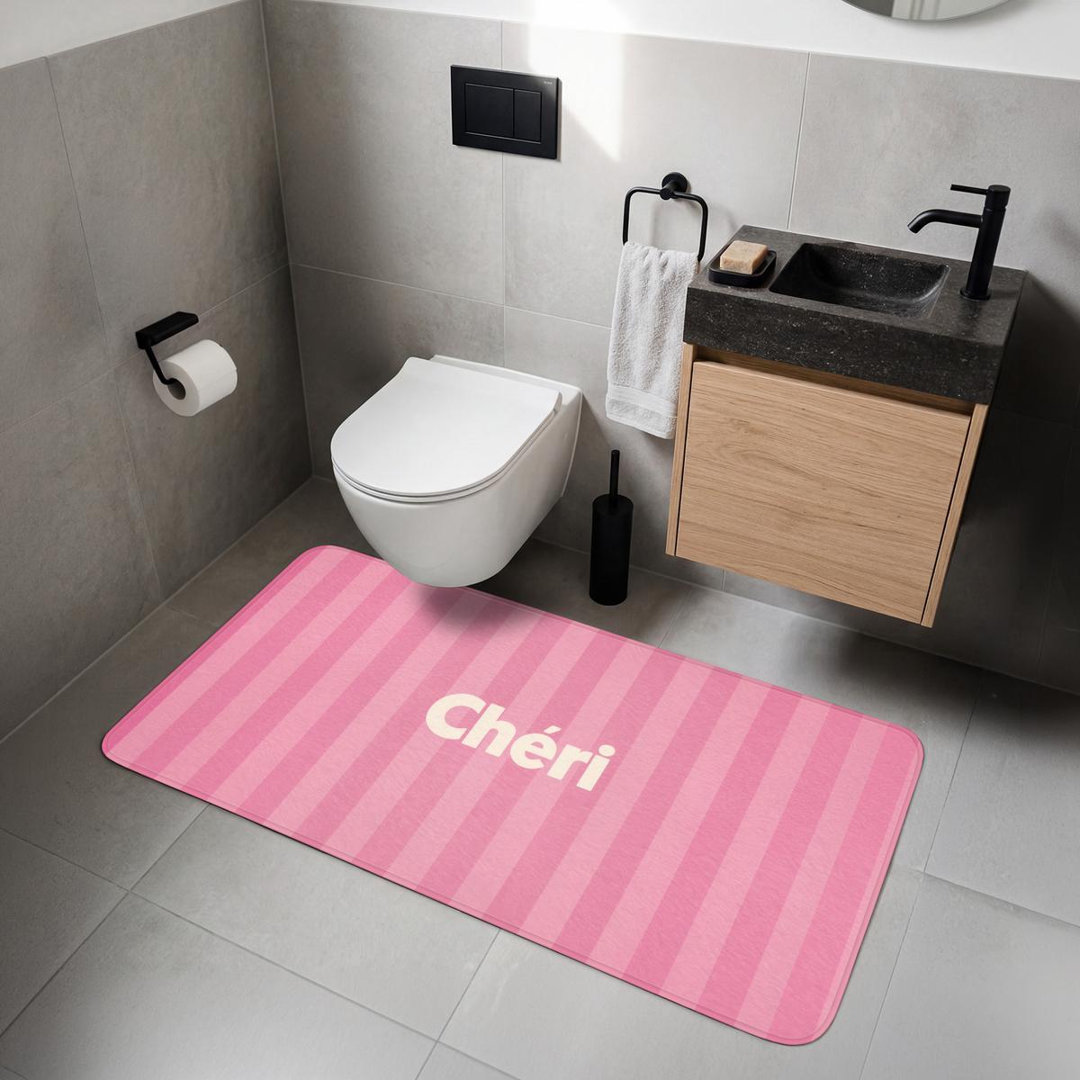 WC-VORLEGER Gestreift - Rosa - Chéri WC Teppich 120x60 cm - Pink, Textil (120/1cm) - OnlyWow