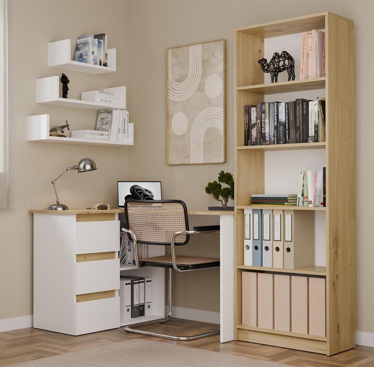 SCHREIBTISCH Weiß, Artisan Eiche 120/75/49 - Weiß/Eiche Artisan, Holzwerkstoff (90/50/75cm) - RAUMHIRSCH FURNITURE