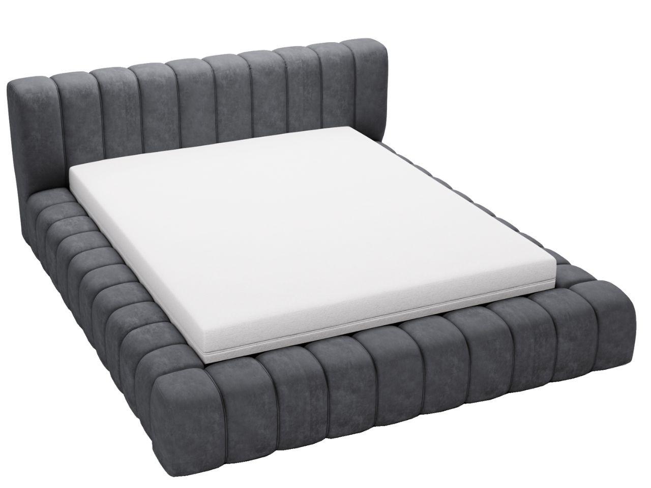 POLSTERBETT Italia 140x200 Dunkelgrau - Dunkelgrau, Textil (140/200cm) - Graingold
