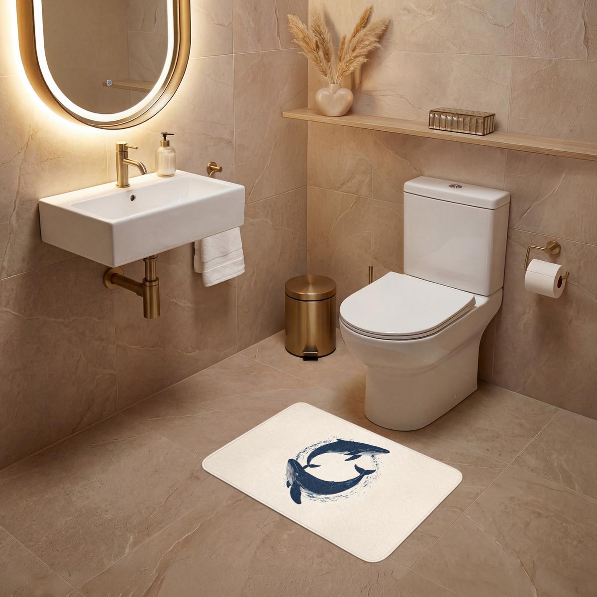 WC-VORLEGER Wale - Spritzer - Kreis - Dunkelblau Toilettenvorleger 60x40 cm - Dunkelblau, Textil (60/1cm) - OnlyWow