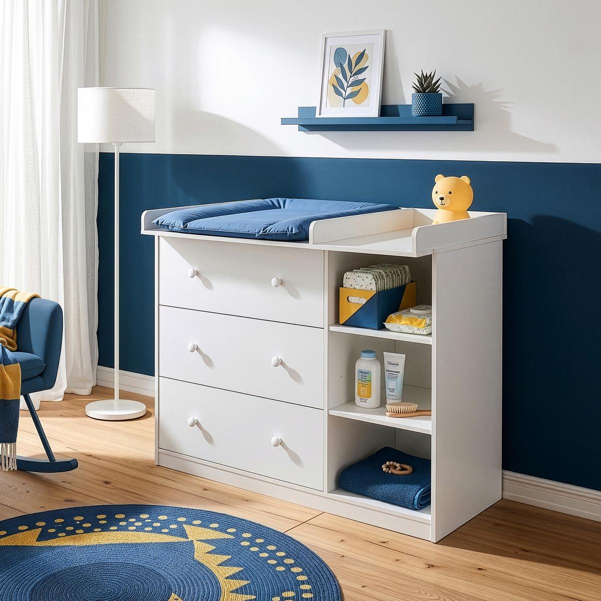 WICKELKOMMODE Beldinupp - Weiß, Holzwerkstoff (55/93/110cm) - [en.casa]