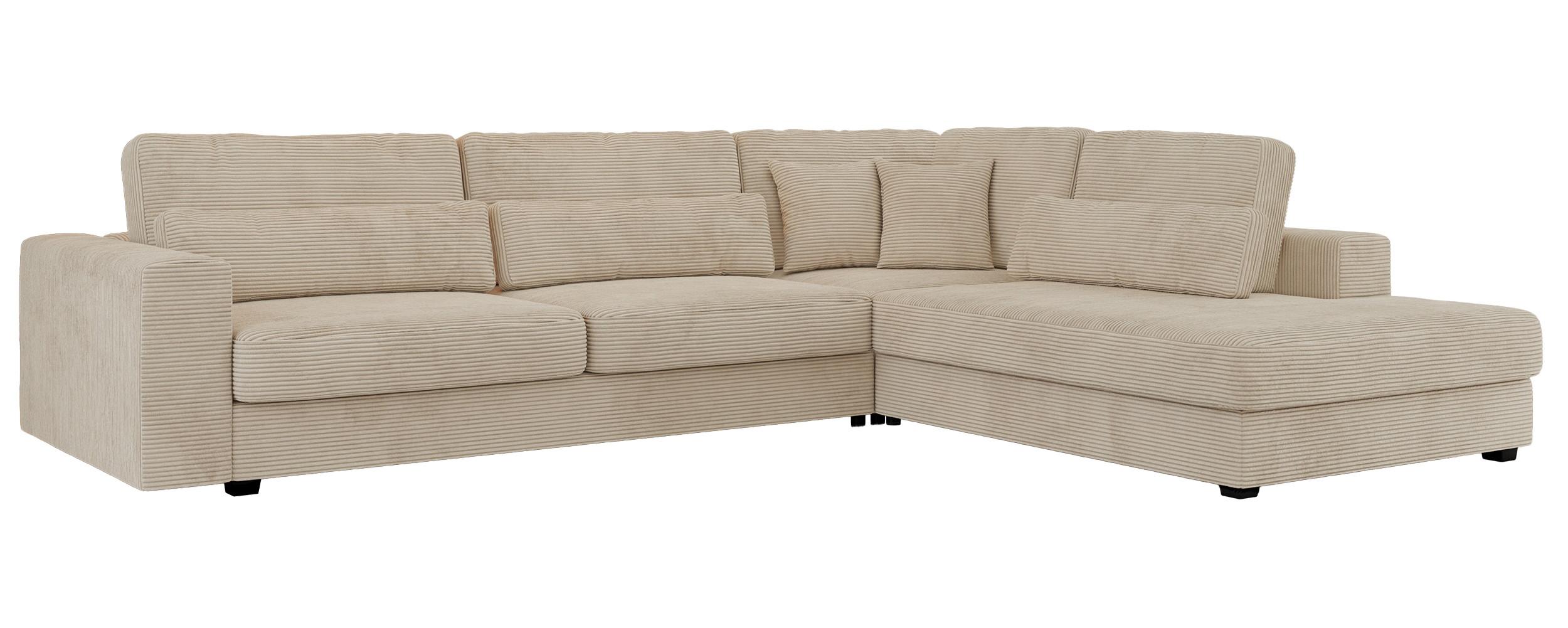 ECKSOFA Savona Beige Cord - rechts - Beige/Schwarz, Kunststoff/Textil (249/316cm) - MKS