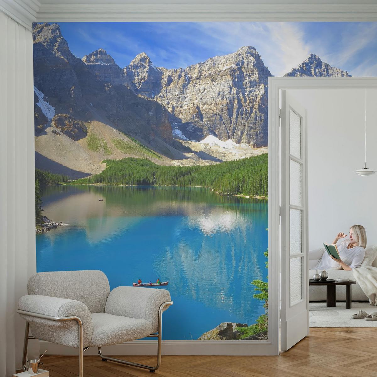 FOTOTAPETE 208x146 cm - Bergsee - Blau, Textil (208/146cm) - Wallfluent