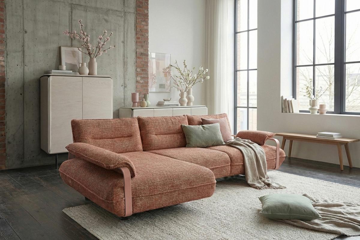 ECKSOFA ANISSA Braun Flachgewebe - Schwarz/Braun, Kunststoff/Textil (297/185cm) - KAWOLA