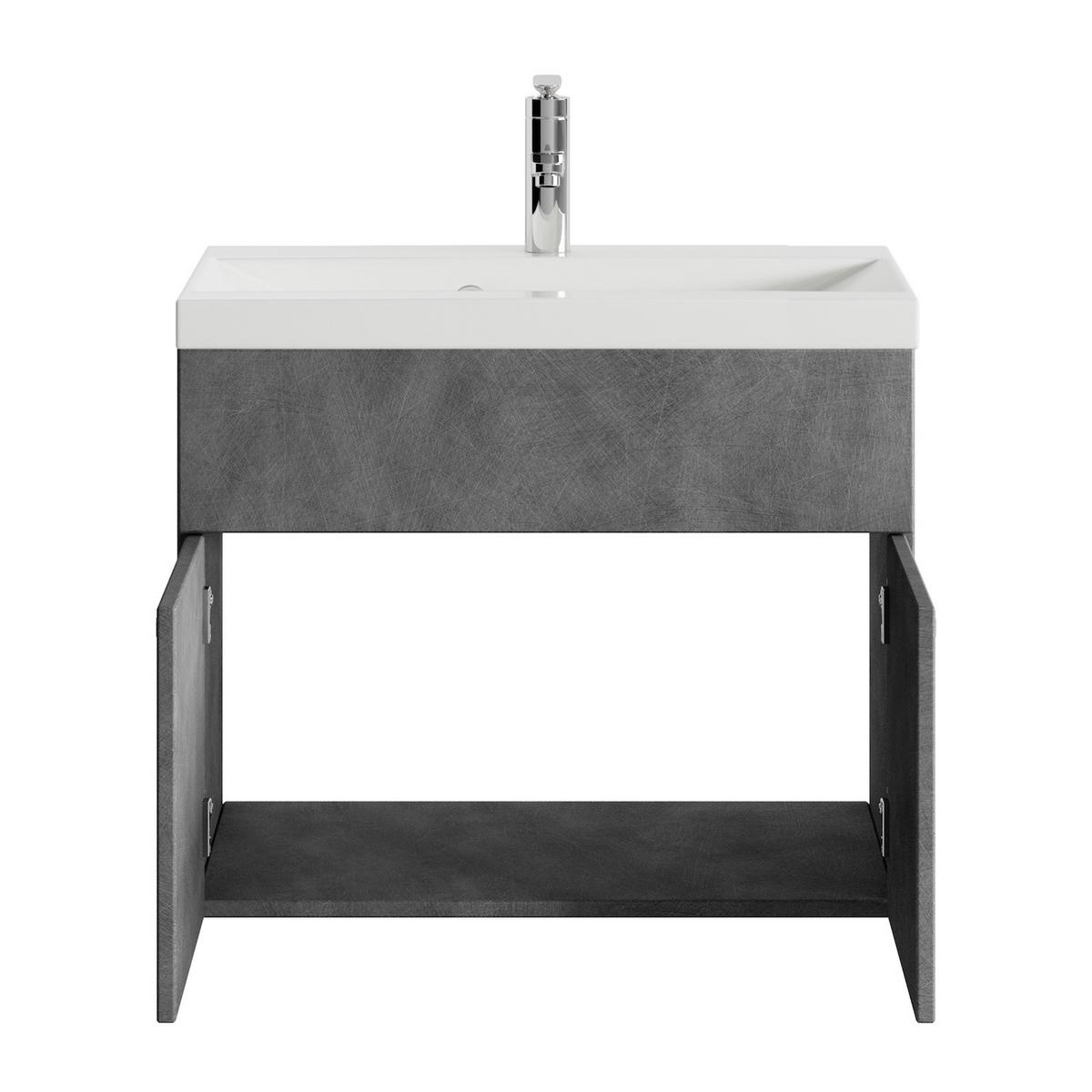 BADMÖBEL-SET Montreal 2 Teile Dunkel Grau - 60 x 35 x 51 cm - Grau, Holz (60/51/35cm) - Badplaats