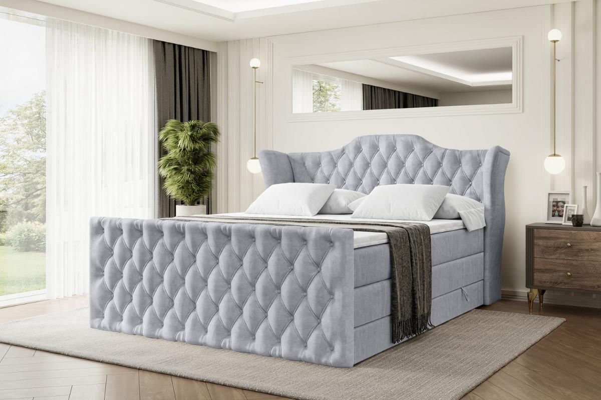 BOXSPRINGBETT VILA-Z KING - 140x200 - H3/H4 - Hellgrau - Hellgrau, Holzwerkstoff (140/200cm) - ALTDECOR