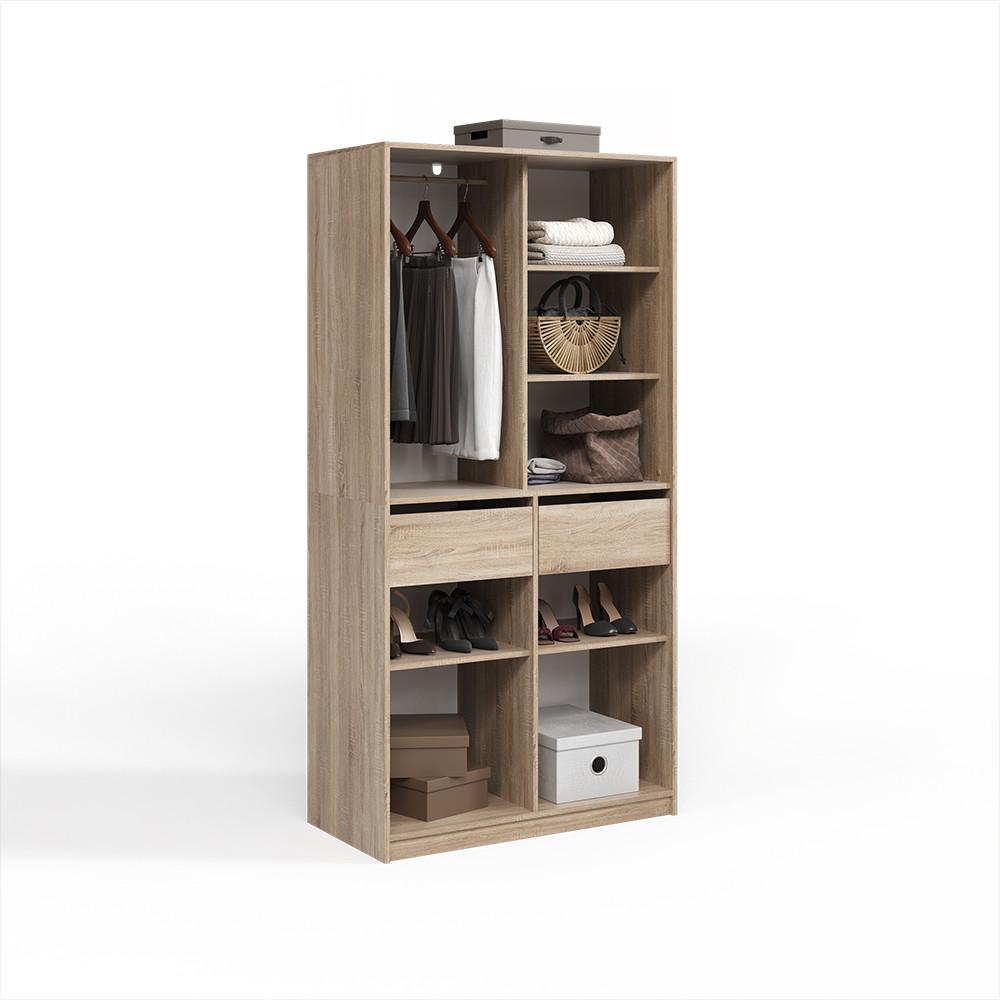 KLEIDERSCHRANK Trento Sonoma mit 2 Schubladen - Sonoma Eiche, Holzwerkstoff (100/200/50cm) - Livinity®