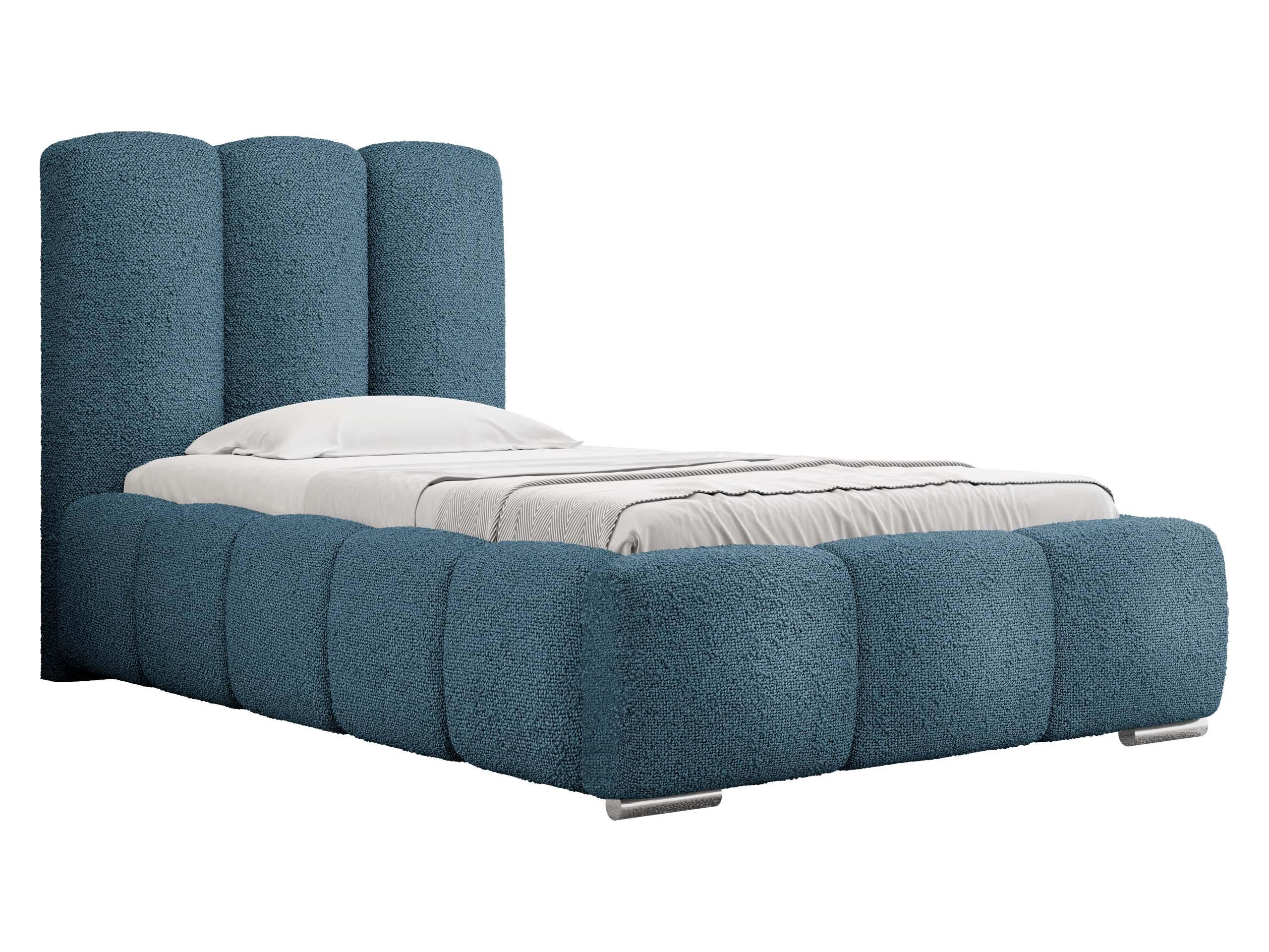 POLSTERBETT Wizko Boucle 90 - Blau/Chromfarben, Holz/Metall (90/200cm) - MIRJAN24