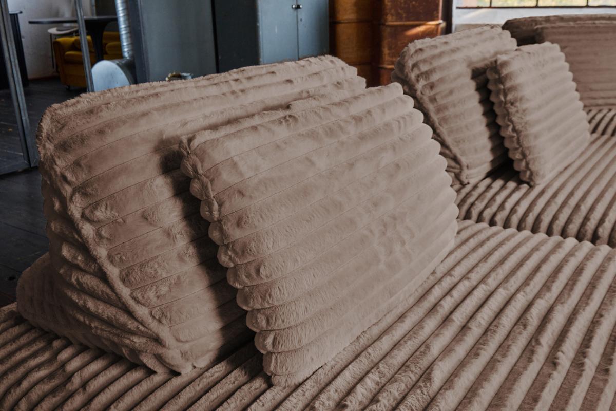 MODULSOFA WIOLO SOFT 2 MODULE 2 KISSEN Taupe Cord - Taupe/Schwarz, Kunststoff/Textil (222/84/111cm) - KAWOLA