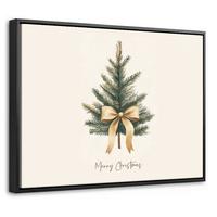 LEINWAND Bilder mit Rahmen - Weihnachtsbaum - Weihnachten - Frohe Weihnachten - Beige - 40x30 - Sandfarben, Textil (40/30cm) - MuchoWow