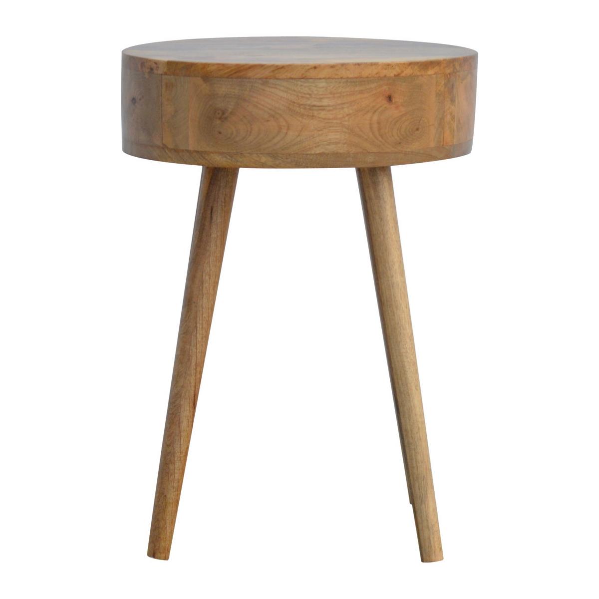 NACHTTISCH im Eichenholz-Finish, Rund geformter, 1 Schublade, Beige - Messingfarben/Braun, Holz/Metall (40/56/40cm) - Artisan Furniture