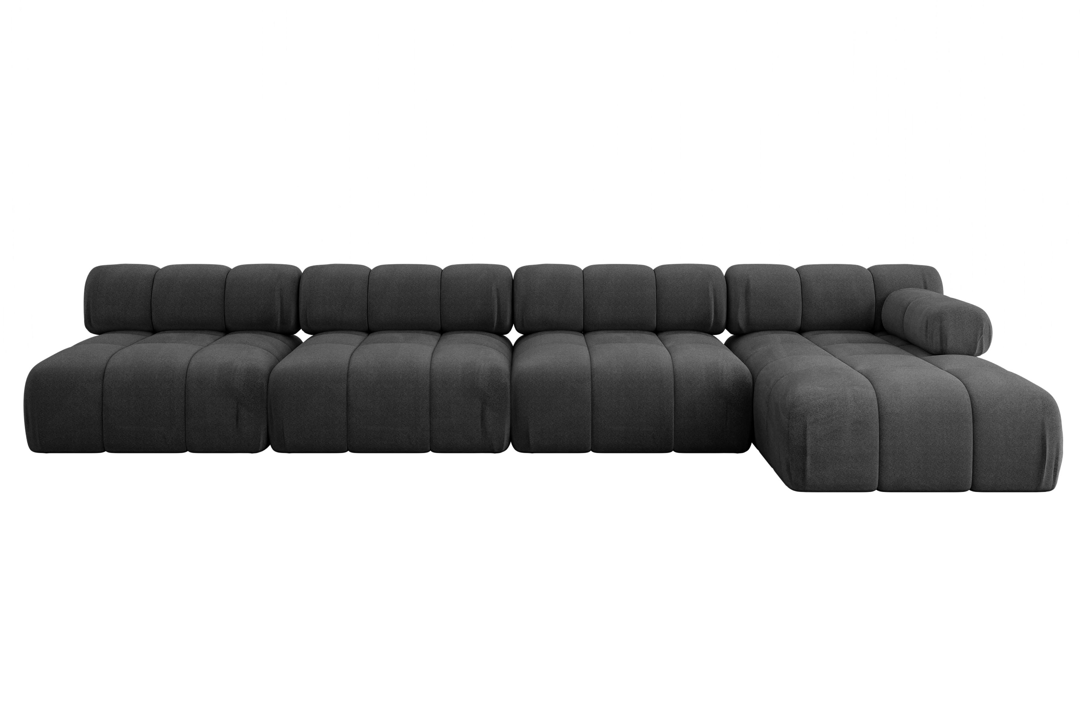 ECKSOFA modulares Sofa Razon-L3 - 380x160x70 cm Schwarz Velours - Schwarz, Holzwerkstoff/Textil (380/160cm) - ALTDECOR