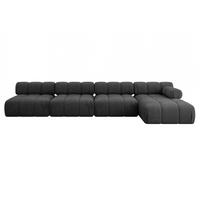 ECKSOFA modulares Sofa Razon-L3 - 380x160x70 cm Schwarz Velours - Schwarz, Holzwerkstoff/Textil (380/160cm) - ALTDECOR