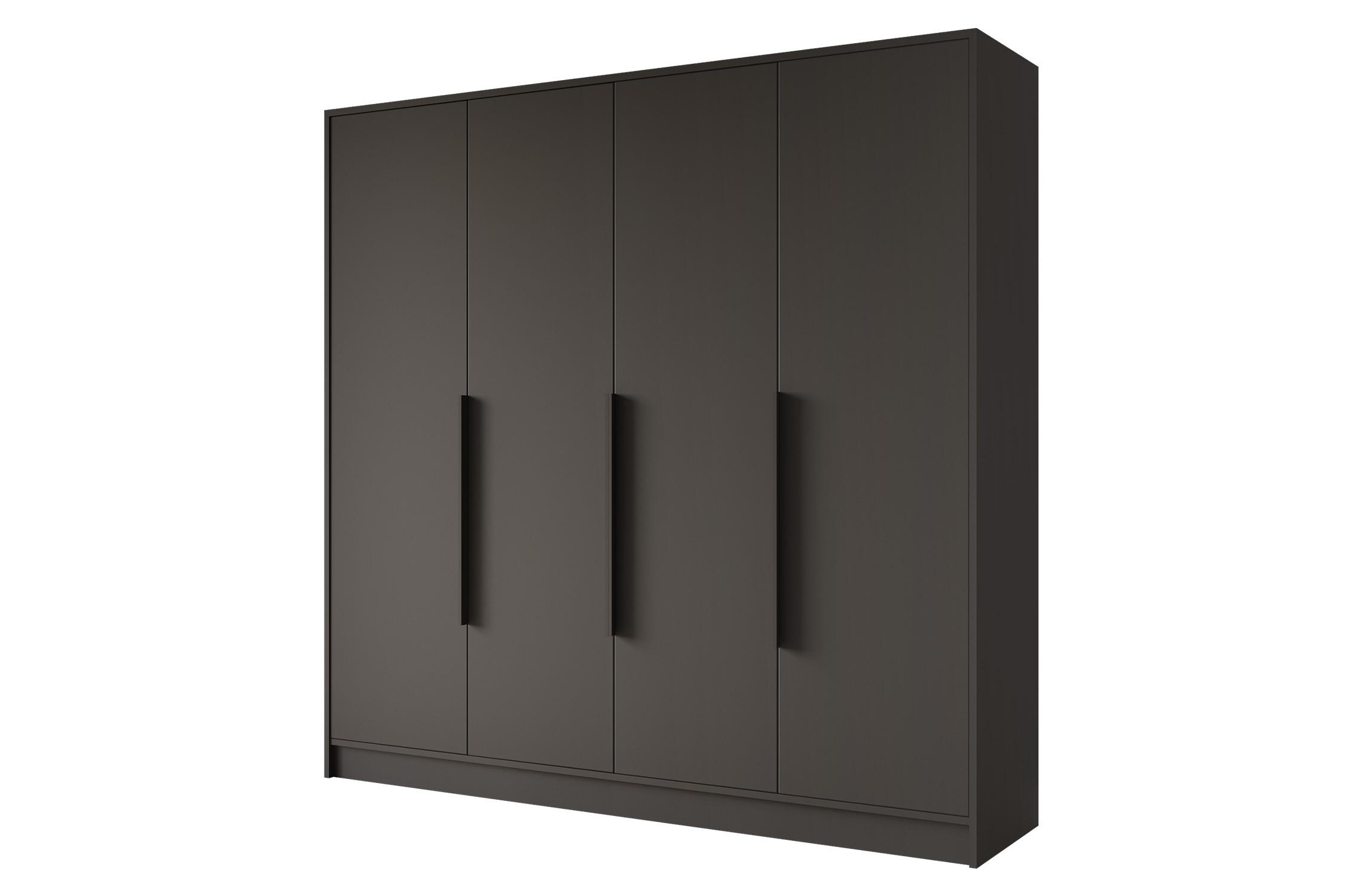 KLEIDERSCHRANK - PORTO - 200 - Schwarz - Schwarz, Holzwerkstoff (200/200/51cm) - ALTDECOR