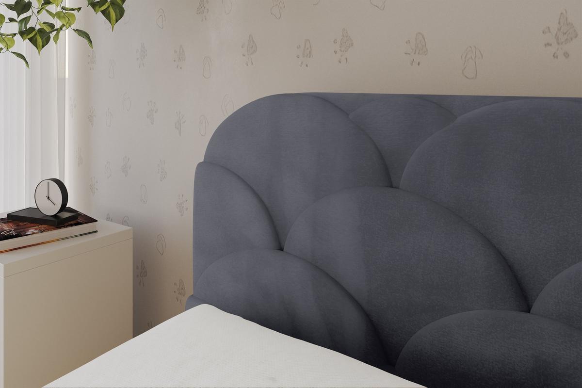 EINZELLBETT Jugendbett mit Bettkasten, Rechts - ELRY 100x200 Dunkelgrau - Titanfarben, Holzwerkstoff/Textil (100/200cm) - ALTDECOR