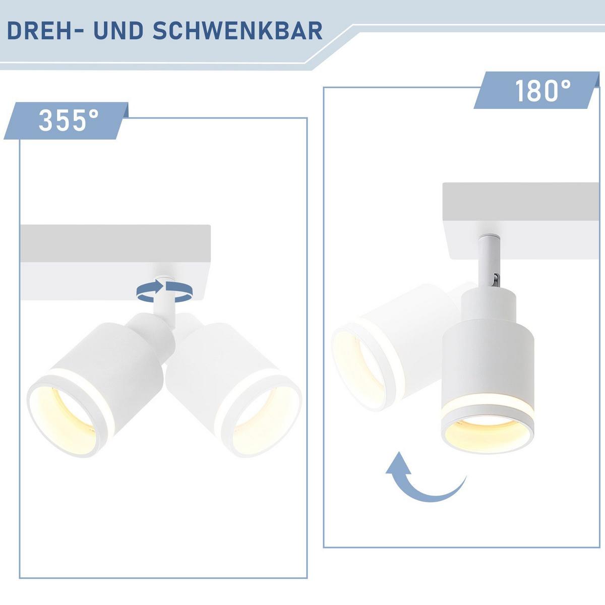 DECKENSTRAHLER Saarbrücken 2-flammig 30/5/15.7 cm - Weiß, Metall (30/5/15.7cm) - Nettlife