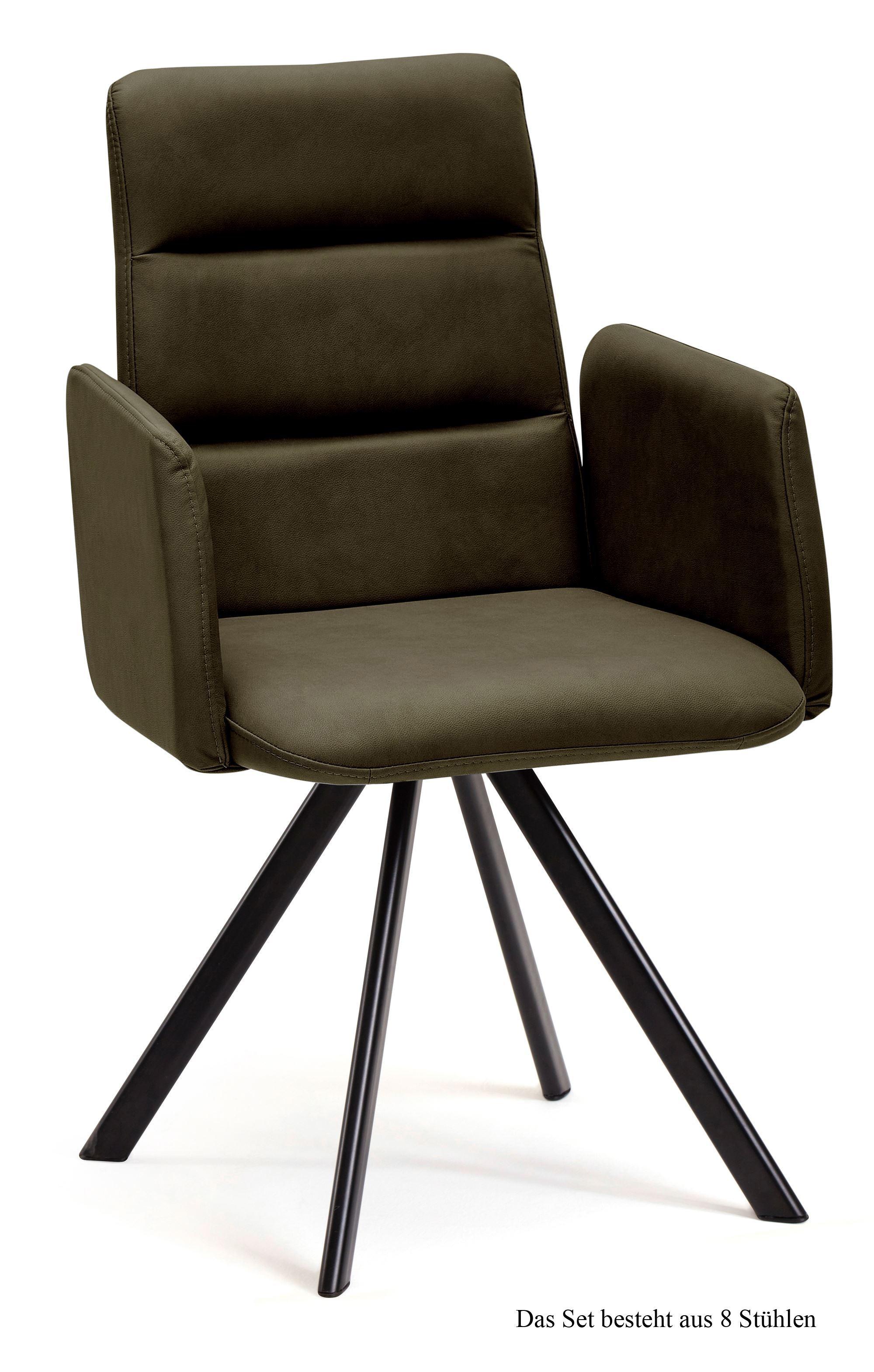ARMLEHNSTUHL (8er-Set) Deane 52x92x60 Schwarz/Khaki - Dunkelgrün/Schwarz, Kunststoff (60/92/52cm) - 58aufmkessel