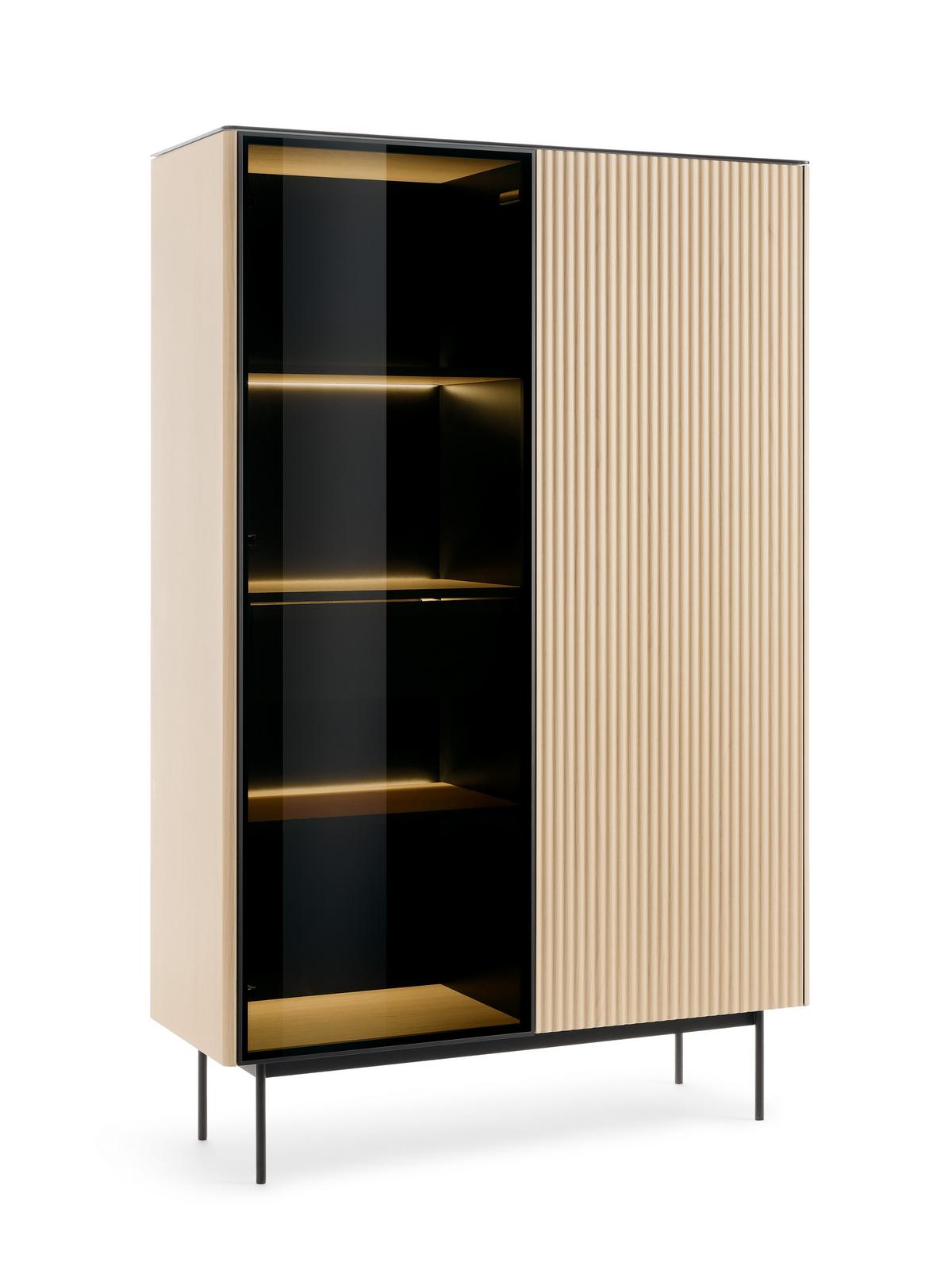 VITRINE VELLUTO 146,6 / 107,1 cm in Eichefarben - Eichefarben/Naturfarben, Holzwerkstoff (107.1/146.6/39cm) - MASSENO